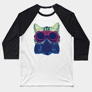 Cyberpunk Cat With Glasses Baseball T-Shirt